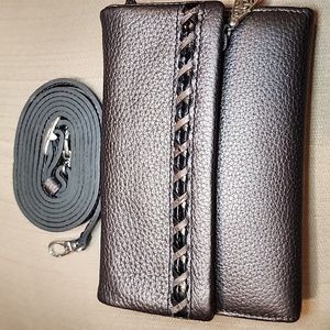 Brighton Trifold  Dark Bronze Leather Wallet/Crossbody